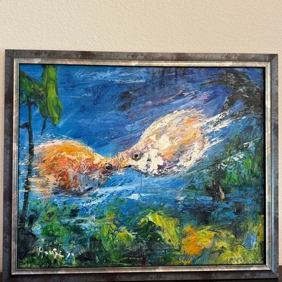 🆕 “Koi Serenity” Orig Oil Painting on Canvas Signed by Artist 🧑‍🎨 Harmony - Picture 14 of 16